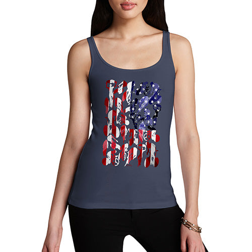 Funny Tank Top For Mum USA Cycling Silhouette Women's Tank Top Medium Navy