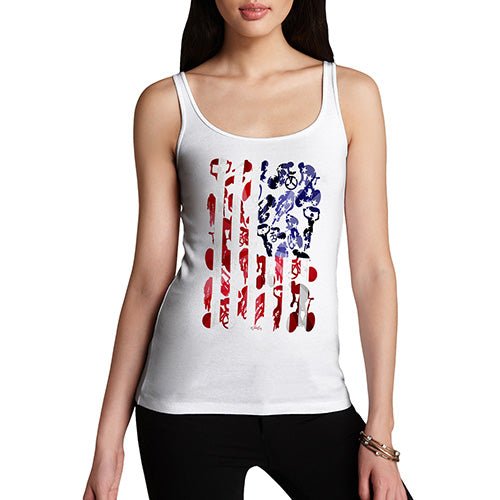 Funny Tank Top For Women Sarcasm USA Cycling Silhouette Women's Tank Top Small White