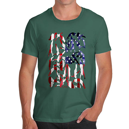 Mens T-Shirt Funny Geek Nerd Hilarious Joke USA Diving Silhouette Men's T-Shirt Small Bottle Green