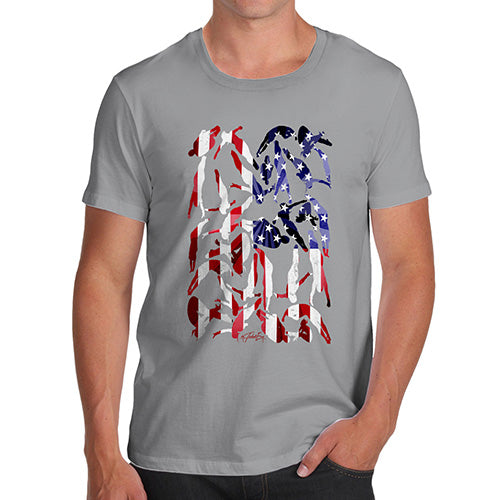Funny T-Shirts For Men Sarcasm USA Diving Silhouette Men's T-Shirt Medium Light Grey