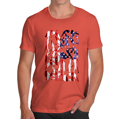 Mens Humor Novelty Graphic Sarcasm Funny T Shirt USA Diving Silhouette Men's T-Shirt Large Orange