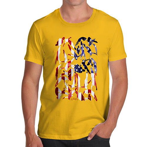 Funny Tee For Men USA Diving Silhouette Men's T-Shirt Medium Yellow