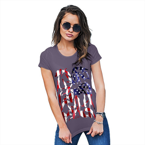 Womens Funny Tshirts USA Diving Silhouette Women's T-Shirt Medium Plum