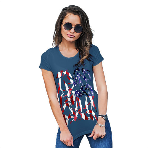 Funny T-Shirts For Women Sarcasm USA Diving Silhouette Women's T-Shirt Medium Royal Blue