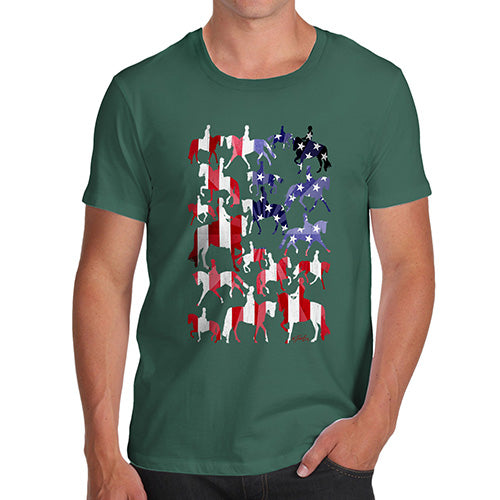 Mens T-Shirt Funny Geek Nerd Hilarious Joke USA Dressage Silhouette Men's T-Shirt Medium Bottle Green