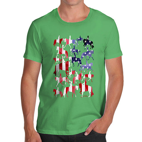 Mens Funny Sarcasm T Shirt USA Dressage Silhouette Men's T-Shirt X-Large Green