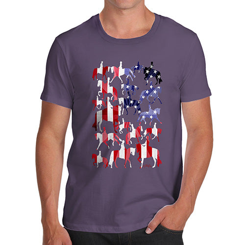 Mens Humor Novelty Graphic Sarcasm Funny T Shirt USA Dressage Silhouette Men's T-Shirt Large Plum