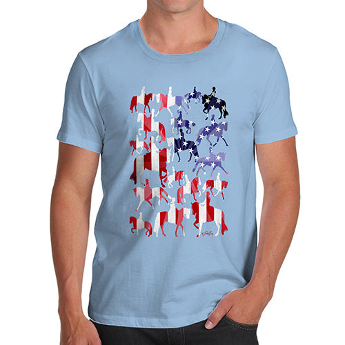 Novelty Tshirts Men Funny USA Dressage Silhouette Men's T-Shirt Medium Sky Blue
