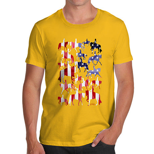Novelty Tshirts Men USA Dressage Silhouette Men's T-Shirt Medium Yellow