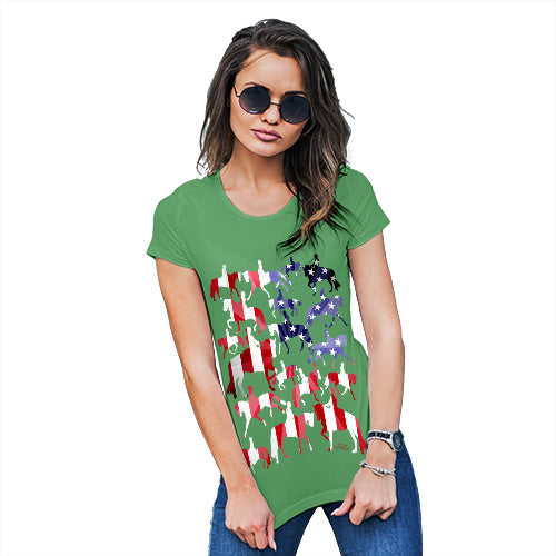 Funny Tee Shirts For Women USA Dressage Silhouette Women's T-Shirt X-Large Green