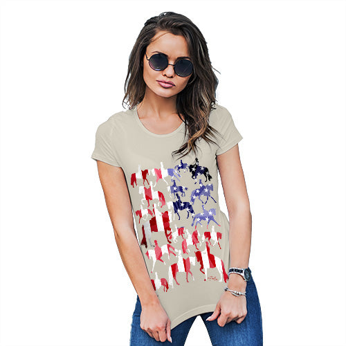 Novelty Tshirts Women USA Dressage Silhouette Women's T-Shirt Medium Natural