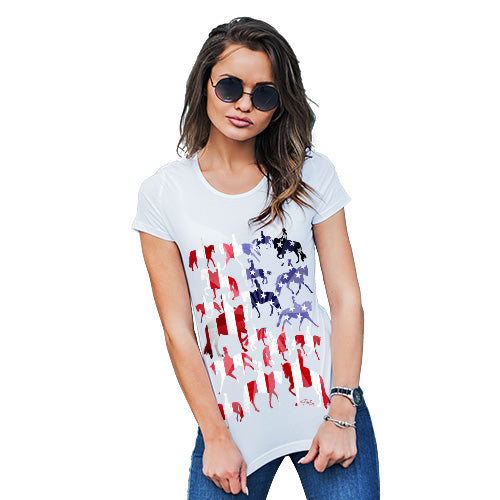 Funny T Shirts For Women USA Dressage Silhouette Women's T-Shirt Medium White