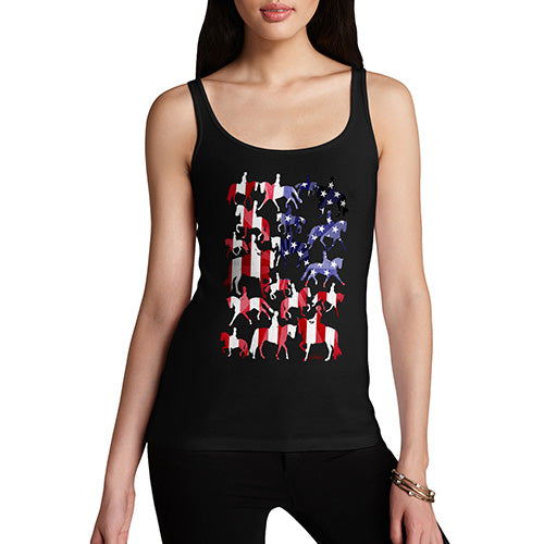 Funny Tank Top For Women Sarcasm USA Dressage Silhouette Women's Tank Top Large Black