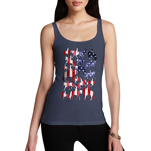 Funny Tank Top For Mum USA Dressage Silhouette Women's Tank Top Small Navy