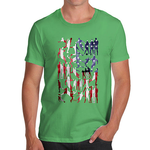 Novelty T Shirts For Dad USA Football Silhouette Men's T-Shirt X-Large Green