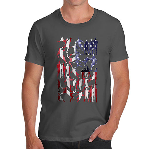 Funny Tshirts For Men USA Football Silhouette Men's T-Shirt Large Dark Grey
