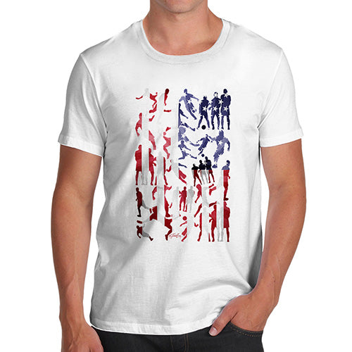 Novelty Tshirts Men USA Football Silhouette Men's T-Shirt Medium White