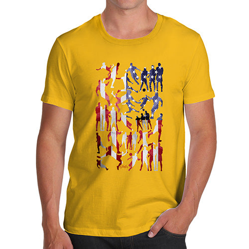 Funny T Shirts For Dad USA Football Silhouette Men's T-Shirt Medium Yellow