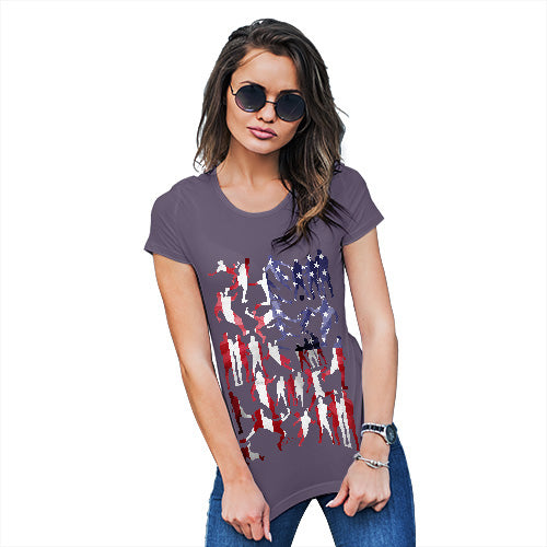 Womens Humor Novelty Graphic Funny T Shirt USA Football Silhouette Women's T-Shirt Medium Plum