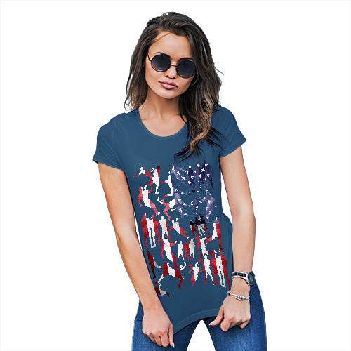 Funny T Shirts For Mom USA Football Silhouette Women's T-Shirt Small Royal Blue