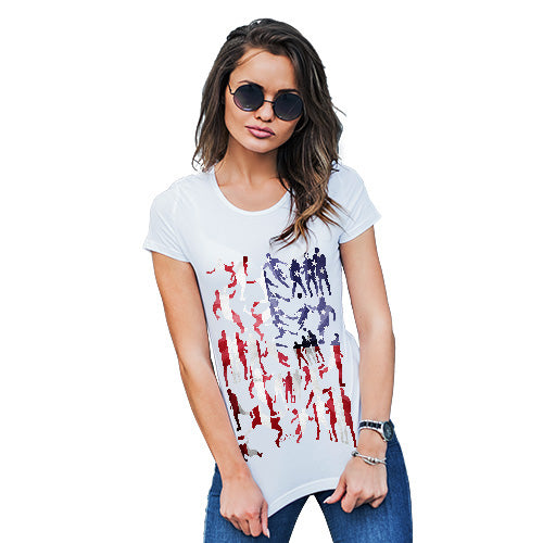 Womens Humor Novelty Graphic Funny T Shirt USA Football Silhouette Women's T-Shirt X-Large White