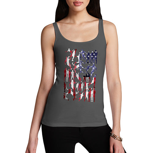 Funny Tank Top For Mum USA Football Silhouette Women's Tank Top Large Dark Grey