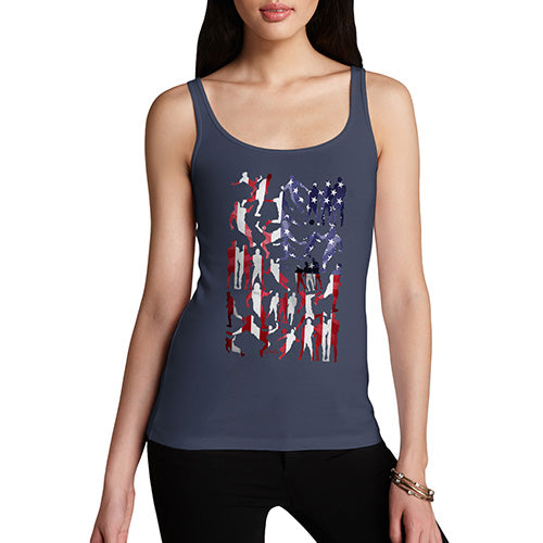 Womens Funny Tank Top USA Football Silhouette Women's Tank Top X-Large Navy