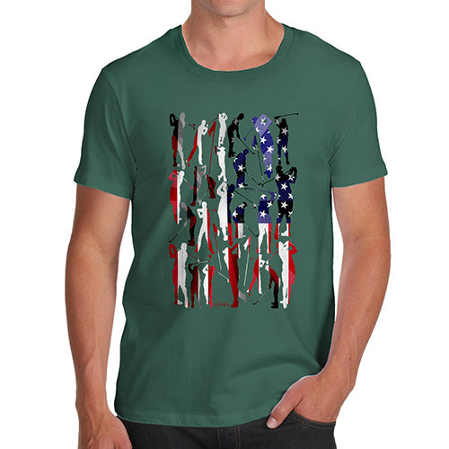 Novelty Tshirts Men USA Golf Silhouette Men's T-Shirt Medium Bottle Green