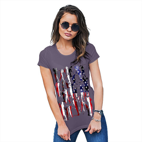 Funny Tee Shirts For Women USA Golf Silhouette Women's T-Shirt Medium Plum