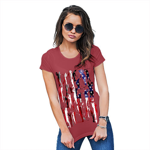 Womens T-Shirt Funny Geek Nerd Hilarious Joke USA Golf Silhouette Women's T-Shirt Small Red