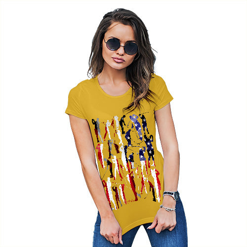 Womens Funny Tshirts USA Golf Silhouette Women's T-Shirt Large Yellow