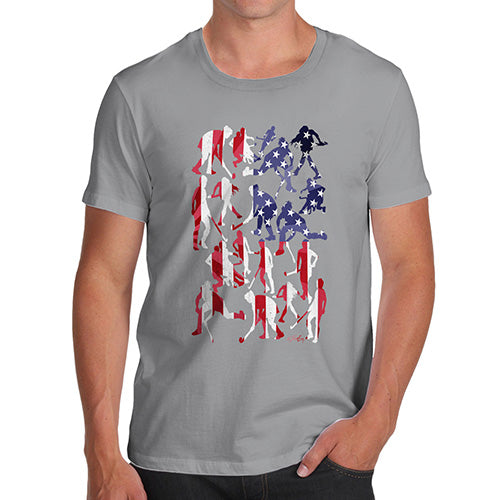 Mens Humor Novelty Graphic Sarcasm Funny T Shirt USA Hockey Silhouette Men's T-Shirt Large Light Grey