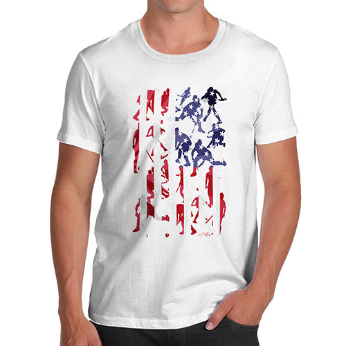 Novelty Tshirts Men USA Hockey Silhouette Men's T-Shirt Medium White