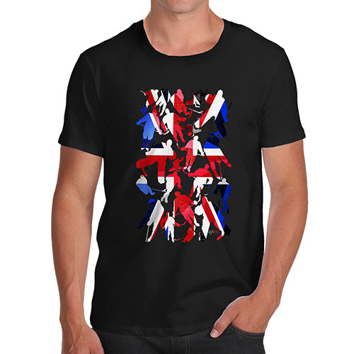 Novelty Tshirts Men GB Ice Hockey Silhouette Men's T-Shirt X-Large Black