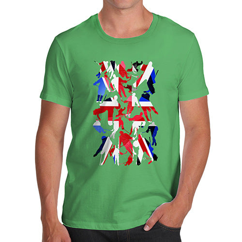Funny Mens Tshirts GB Ice Hockey Silhouette Men's T-Shirt Large Green