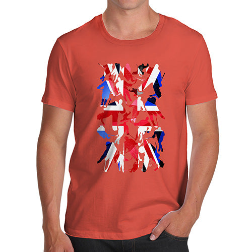 Funny Tee For Men GB Ice Hockey Silhouette Men's T-Shirt Large Orange