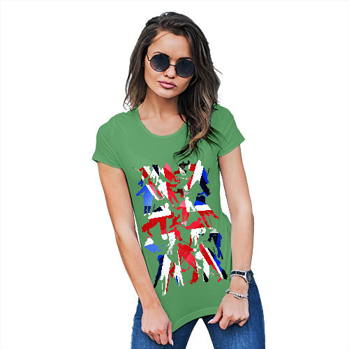 Womens Novelty T Shirt Christmas GB Ice Hockey Silhouette Women's T-Shirt X-Large Green
