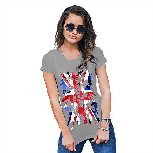 Novelty Gifts For Women GB Ice Hockey Silhouette Women's T-Shirt Medium Light Grey