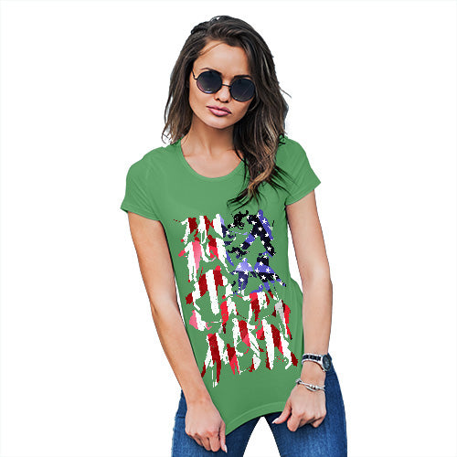 Funny T-Shirts For Women USA Ice Hockey Silhouette Women's T-Shirt Medium Green