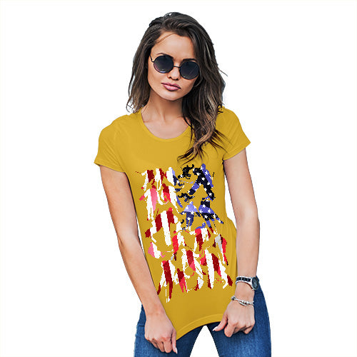 Funny T-Shirts For Women USA Ice Hockey Silhouette Women's T-Shirt X-Large Yellow