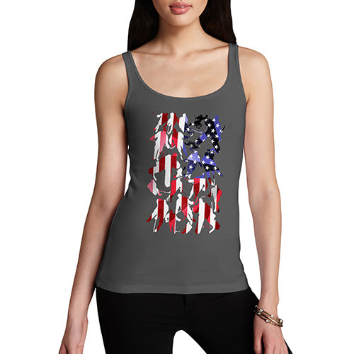 Womens Novelty Tank Top Christmas USA Ice Hockey Silhouette Women's Tank Top X-Large Dark Grey