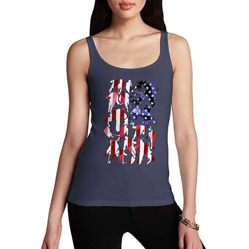 Funny Tank Top For Mum USA Ice Hockey Silhouette Women's Tank Top Medium Navy