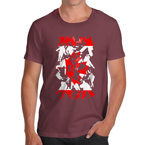 Funny Tshirts For Men Canada Ice Hockey Silhouette Men's T-Shirt Large Burgundy