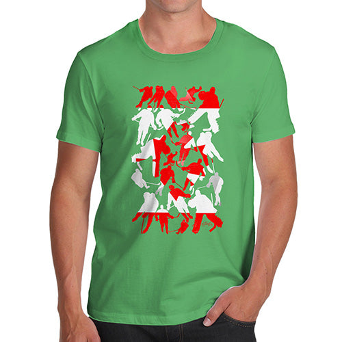 Novelty T Shirts For Dad Canada Ice Hockey Silhouette Men's T-Shirt Small Green