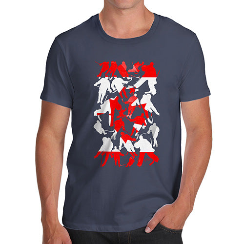 Funny T-Shirts For Men Canada Ice Hockey Silhouette Men's T-Shirt Medium Navy
