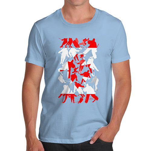 Novelty T Shirts For Dad Canada Ice Hockey Silhouette Men's T-Shirt Medium Sky Blue
