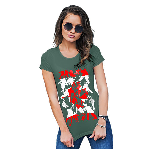 Funny Tshirts For Women Canada Ice Hockey Silhouette Women's T-Shirt Medium Bottle Green