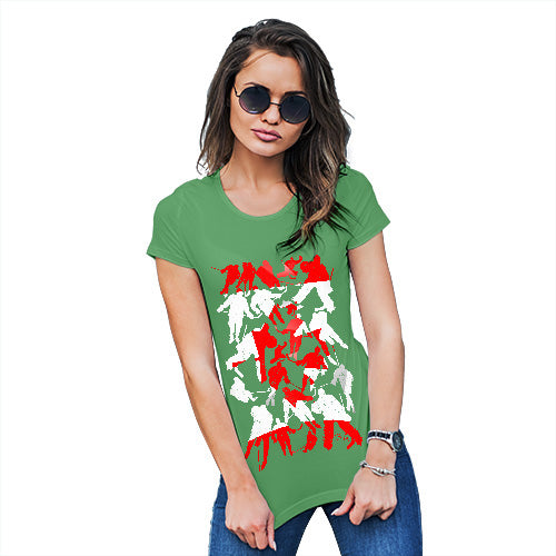 Womens Humor Novelty Graphic Funny T Shirt Canada Ice Hockey Silhouette Women's T-Shirt Medium Green