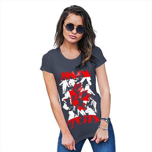 Novelty Gifts For Women Canada Ice Hockey Silhouette Women's T-Shirt Medium Navy