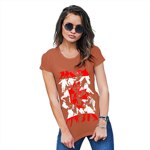 Funny Tshirts For Women Canada Ice Hockey Silhouette Women's T-Shirt X-Large Orange